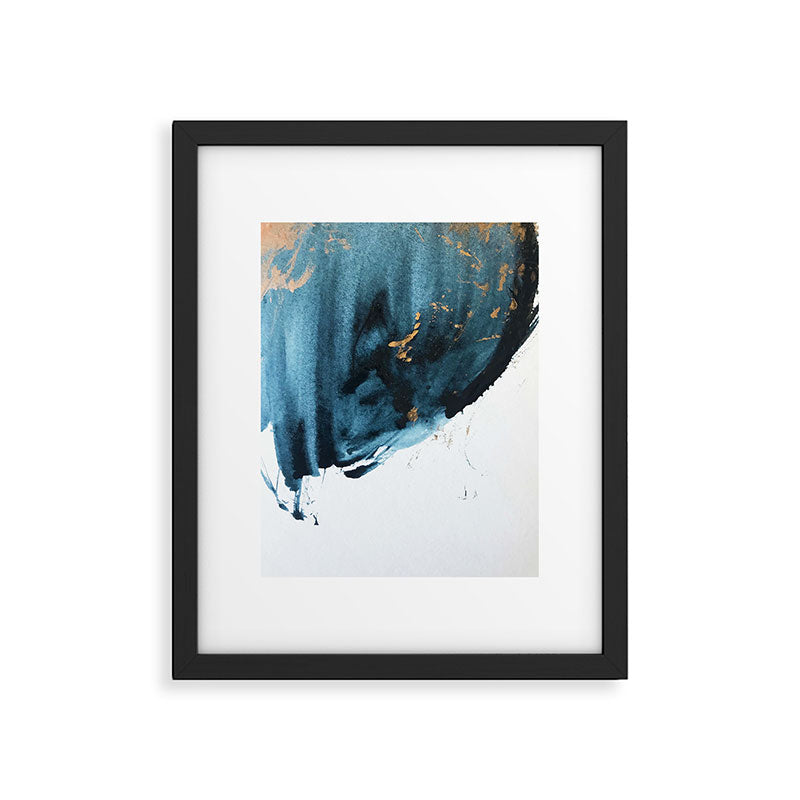 A Minimal Sapphire and Gold Abstract piece in blue white and gold by Alyssa Hamilton Art  Framed Art Print Gallery Image 5