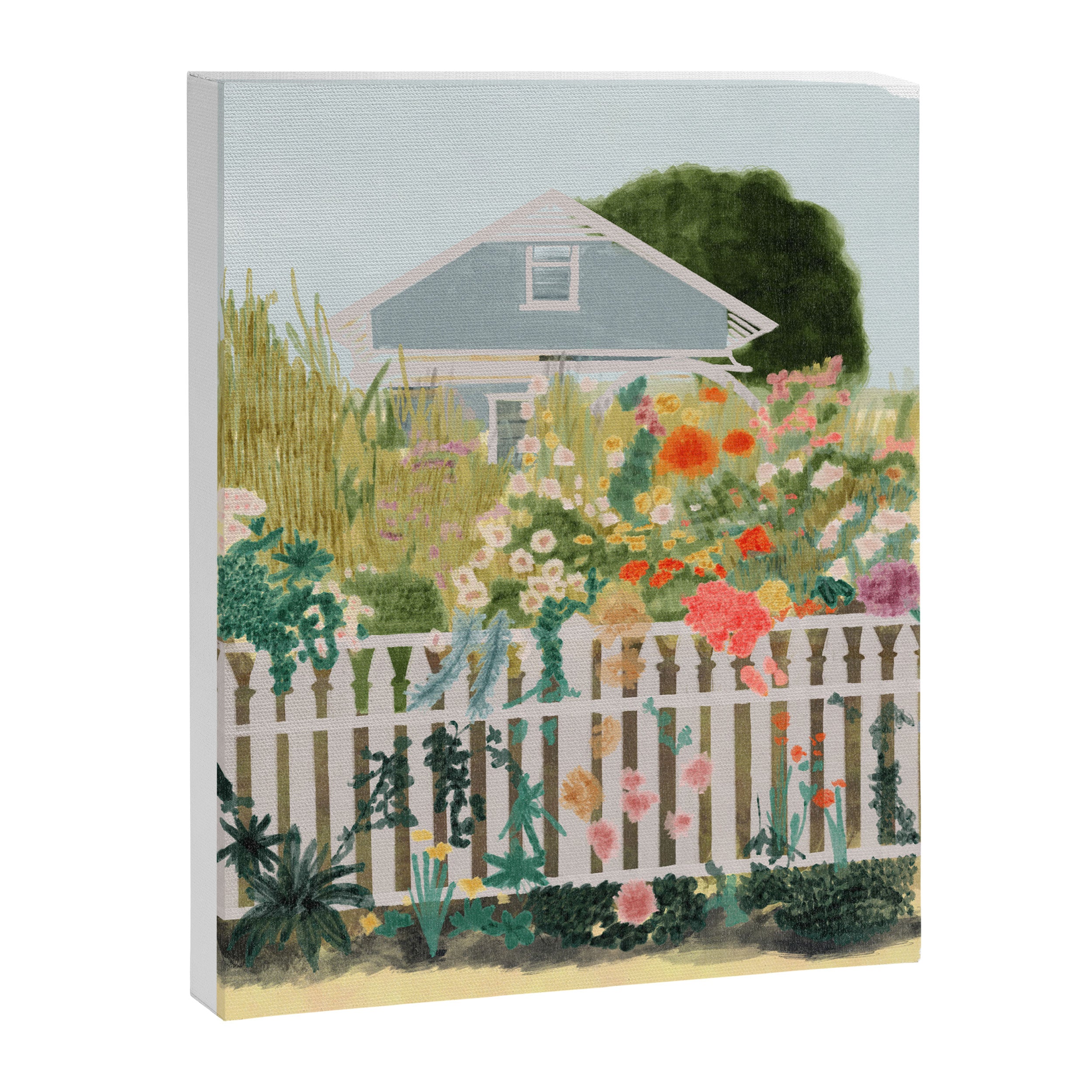 A Postcard From Cozy  - mixed media Garden Illustration  Canvas Print Gallery Image 8