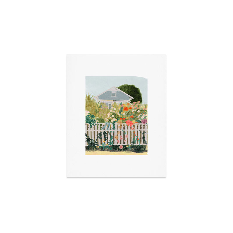 A Postcard From Cozy  - mixed media Garden Illustration  Art Print Gallery Image 1