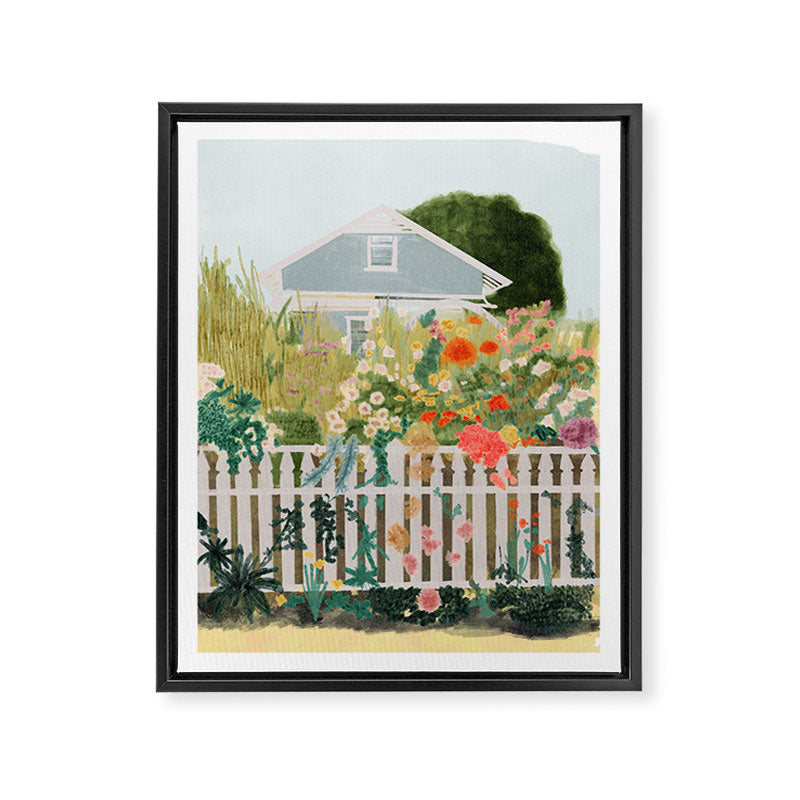 A Postcard From Cozy  - mixed media Garden Illustration  Framed Canvas Print Gallery Image 8