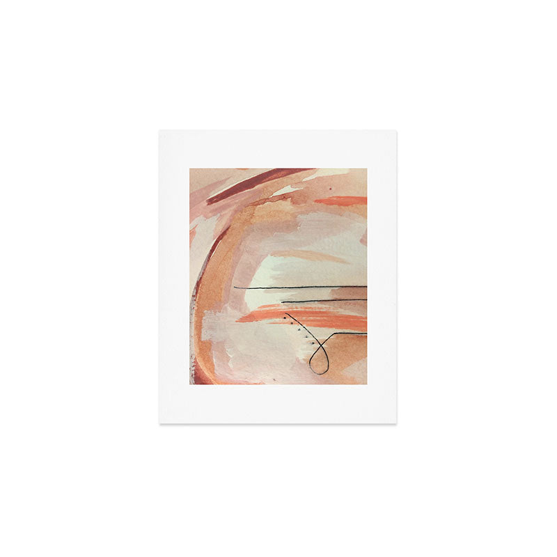 Aly [3]: minimal | pinks | white | black | mixed media | abstract | ink | watercolor | wall art Art Print Gallery Image 1