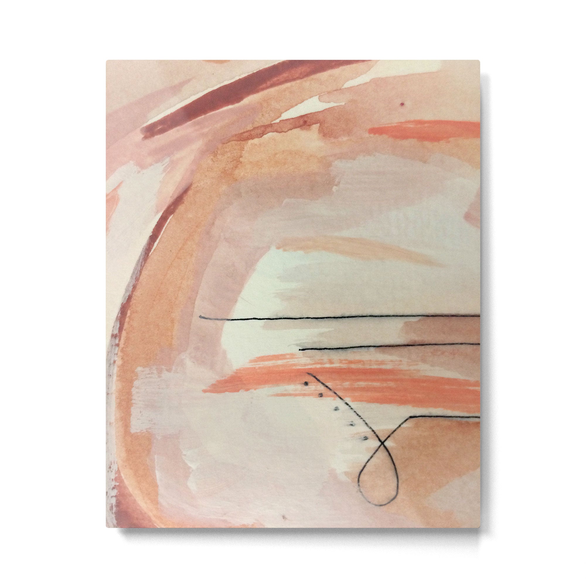 Aly [3]: minimal | pinks | white | black | mixed media | abstract | ink | watercolor | wall art Metal Print Gallery Image 4