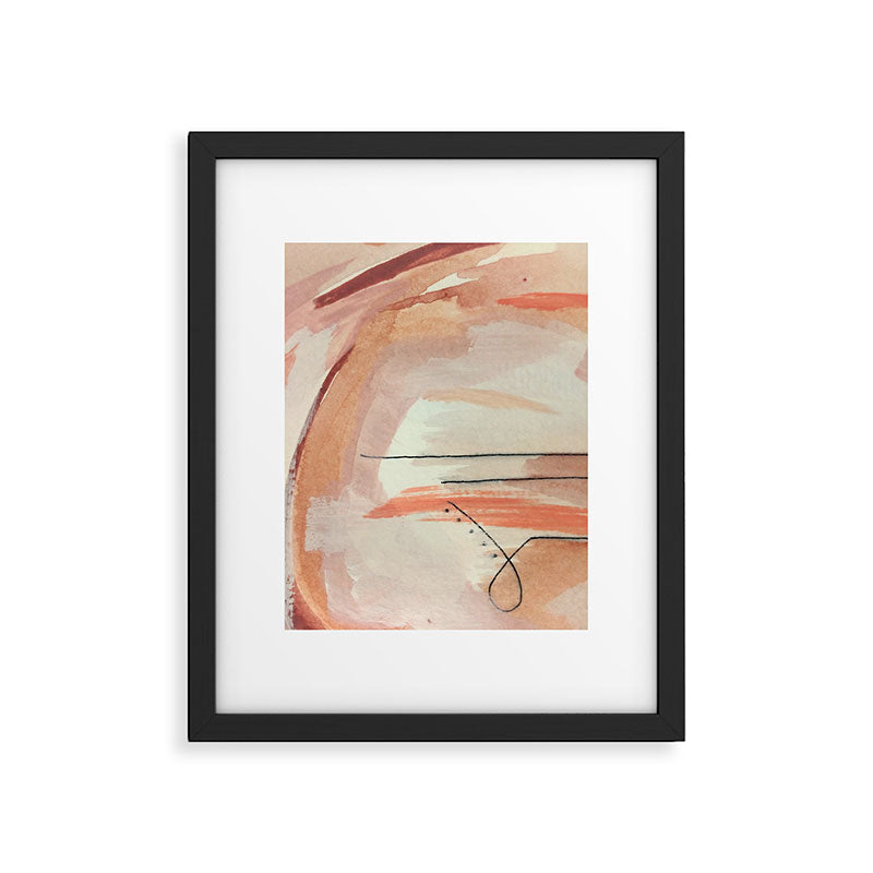 Aly [3]: minimal | pinks | white | black | mixed media | abstract | ink | watercolor | wall art Framed Art Print Gallery Image 4