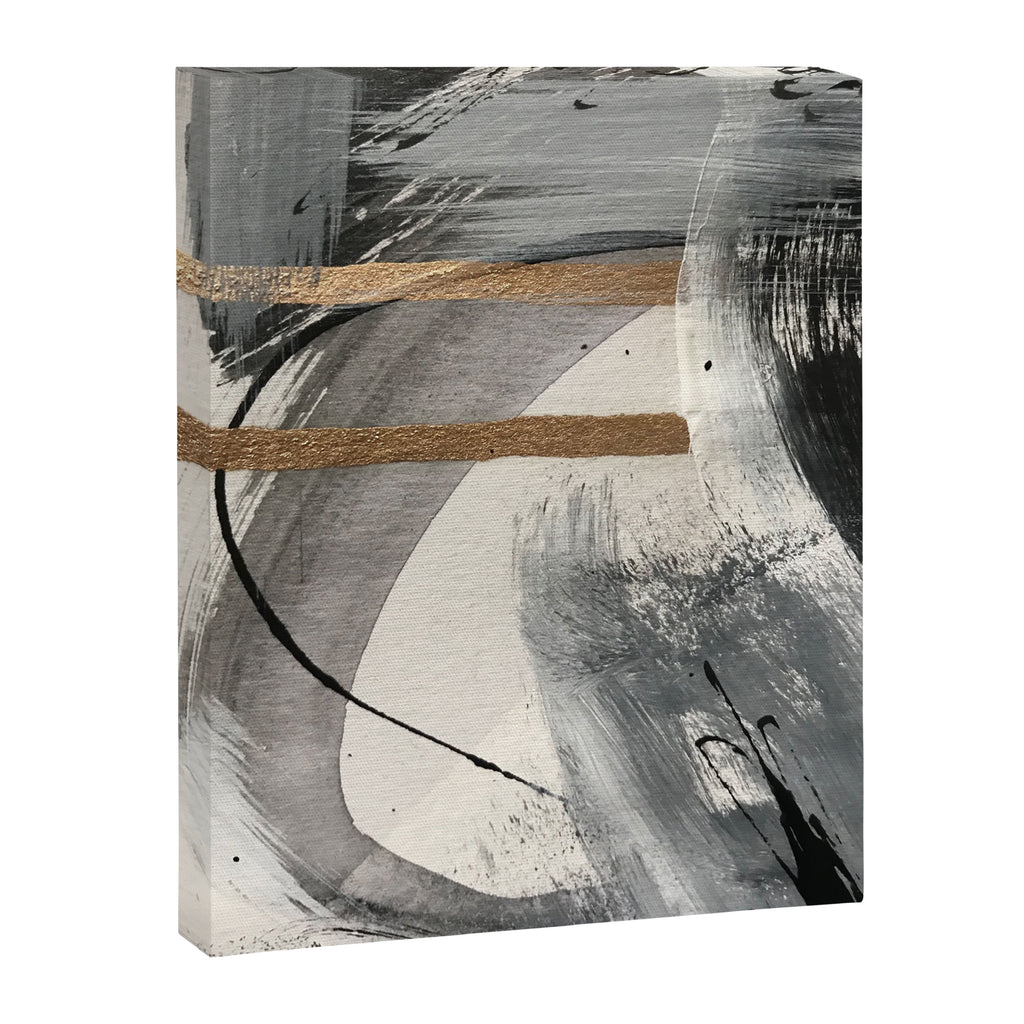 Armor [7]: a bold minimal abstract mixed media piece in gold, black and white Canvas Print Gallery Image 6