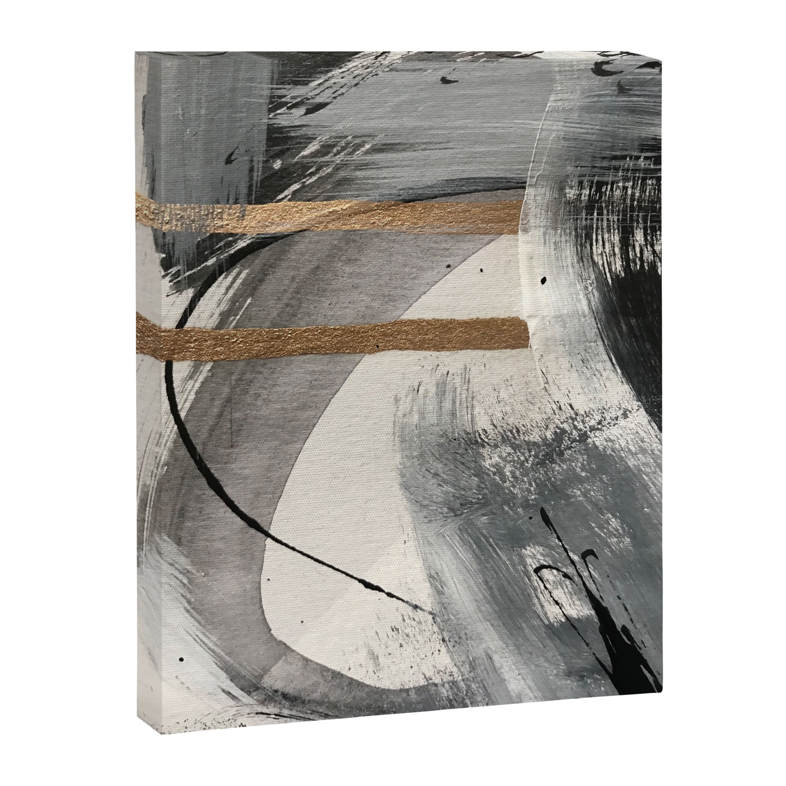 Armor [7]: a bold minimal abstract mixed media piece in gold, black and white Canvas Print Gallery Image 6