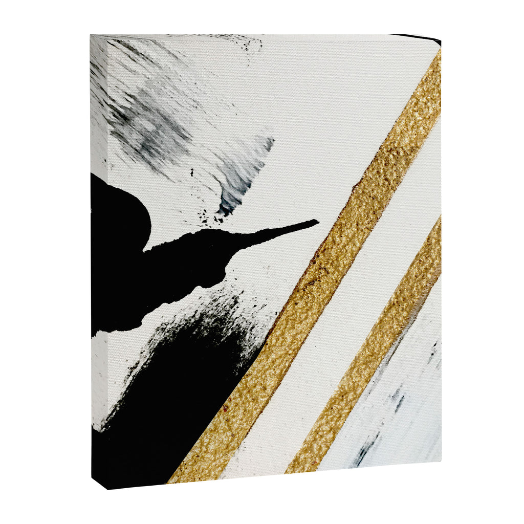 Armor [8]: a minimal abstract piece in black white and gold by Alyssa Hamilton Art Canvas Print Gallery Image 6