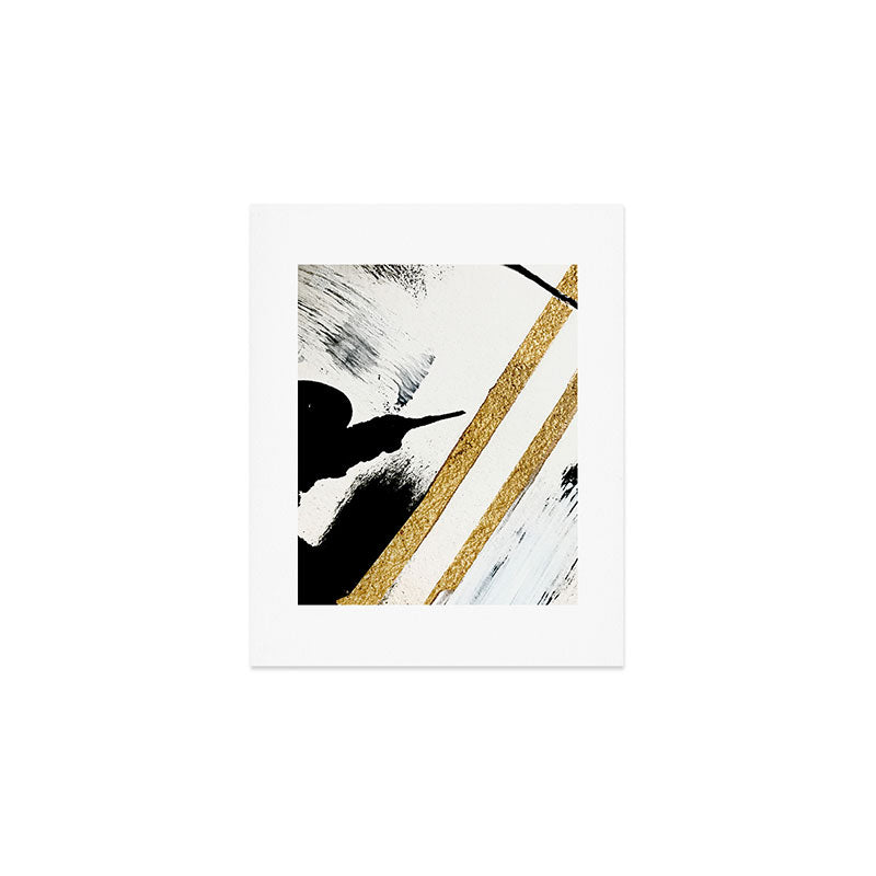 Armor [8]: a minimal abstract piece in black white and gold by Alyssa Hamilton Art Art Print Gallery Image 1