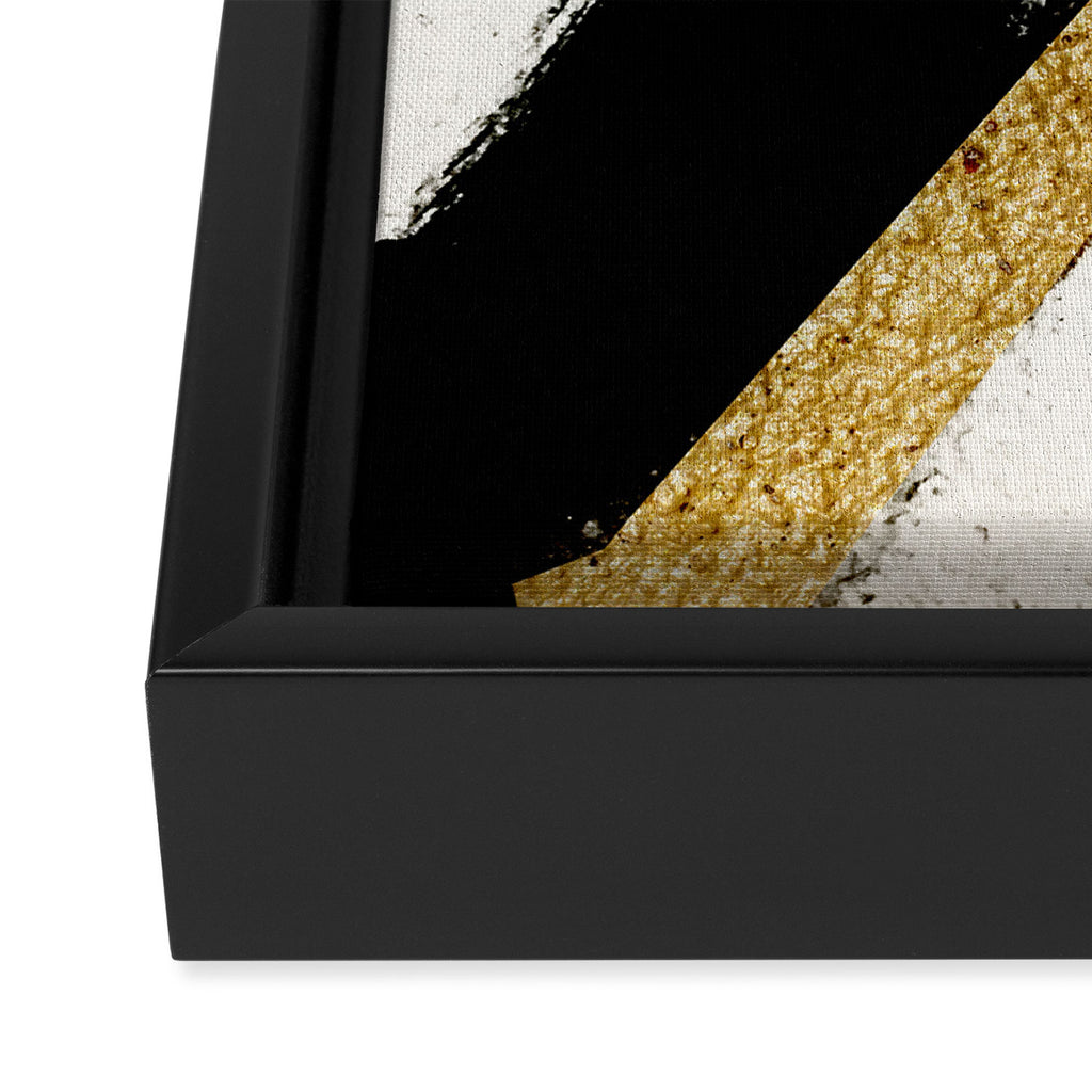 Armor [8]: a minimal abstract piece in black white and gold by Alyssa Hamilton Art Framed Canvas Print Gallery Image 3