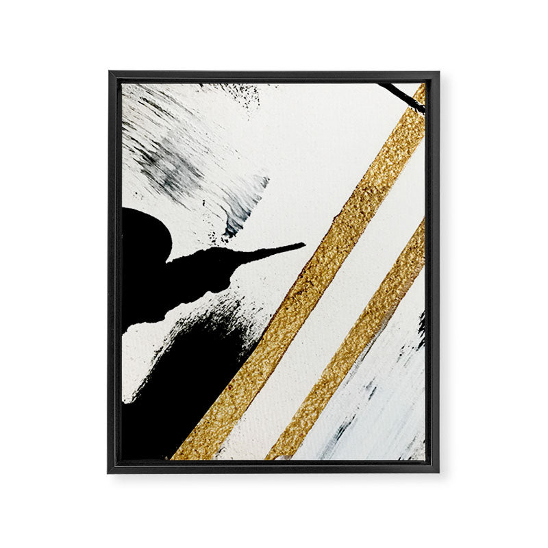 Armor [8]: a minimal abstract piece in black white and gold by Alyssa Hamilton Art Framed Canvas Print Gallery Image 6