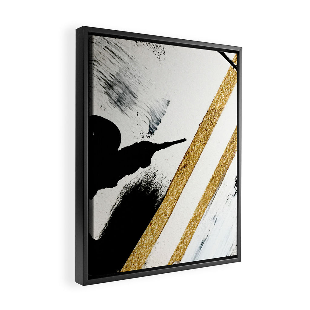Armor [8]: a minimal abstract piece in black white and gold by Alyssa Hamilton Art Framed Canvas Print Gallery Image 2