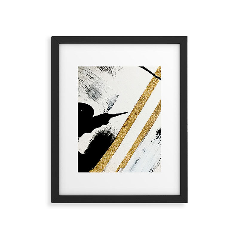 Armor [8]: a minimal abstract piece in black white and gold by Alyssa Hamilton Art Framed Art Print Gallery Image 1