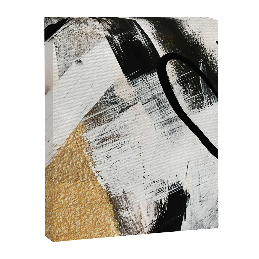 Armor [9]: a minimal abstract piece in black white and gold by Alyssa Hamilton Art Canvas Print Gallery Image 6