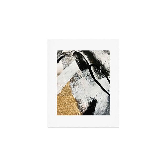 Armor [9]: a minimal abstract piece in black white and gold by Alyssa Hamilton Art Art Print Gallery Image 1