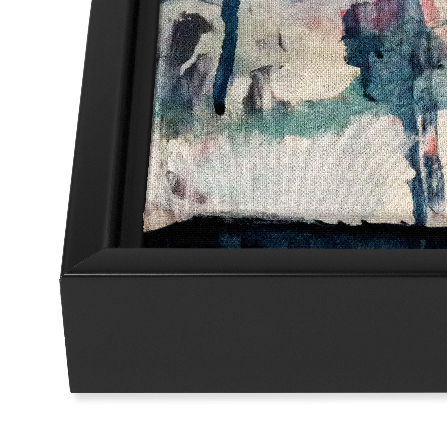 Before the Storm - an abstract acrylic and ink piece in blues, white, pink, and red Framed Canvas Print Gallery Image 3