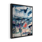 Before the Storm - an abstract acrylic and ink piece in blues, white, pink, and red Framed Canvas Print Gallery Image 2