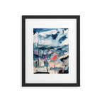 Before the Storm - an abstract acrylic and ink piece in blues, white, pink, and red Framed Art Print Gallery Image 5