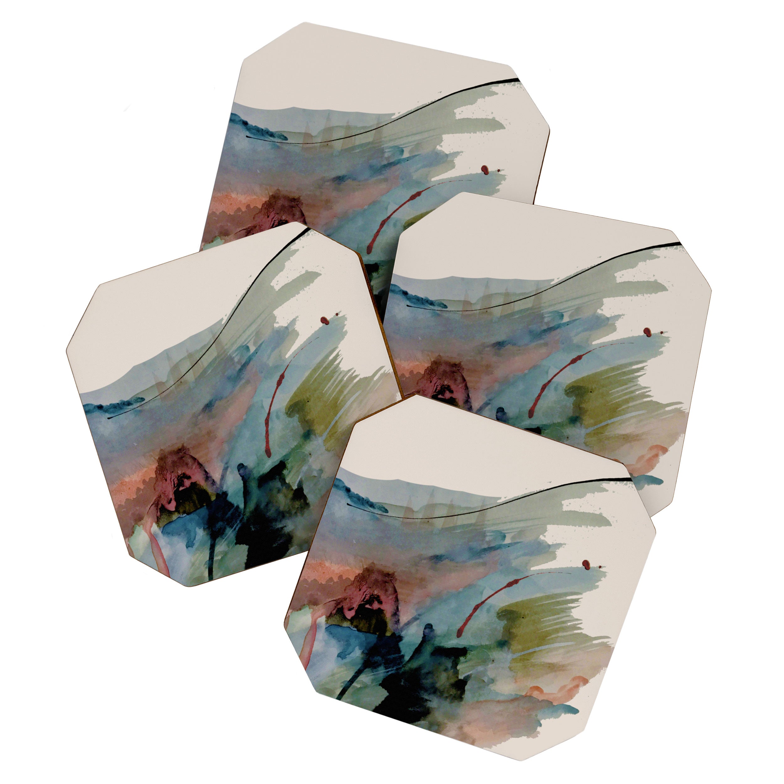 Begin again [2]: an abstract mixed media piece in a variety of colors Coaster Gallery Image 1