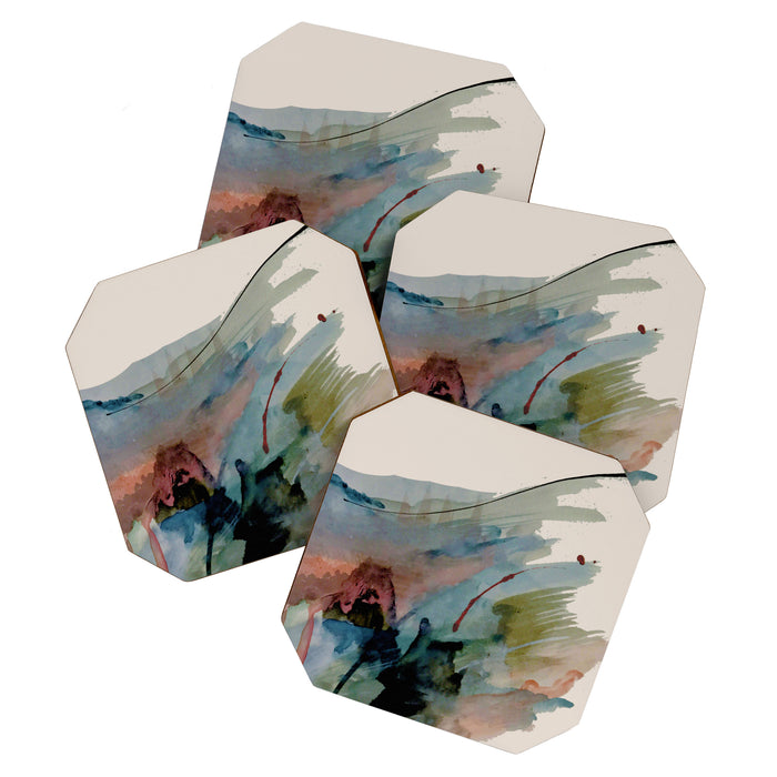 Begin again [2]: an abstract mixed media piece in a variety of colors Coaster Gallery Image 1