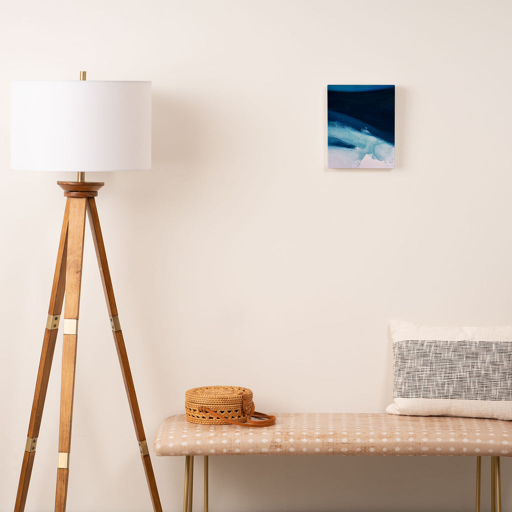 Believe: a minimal, abstract painting in white and blue by Alyssa Hamilton Art  Canvas Print Gallery Image 2