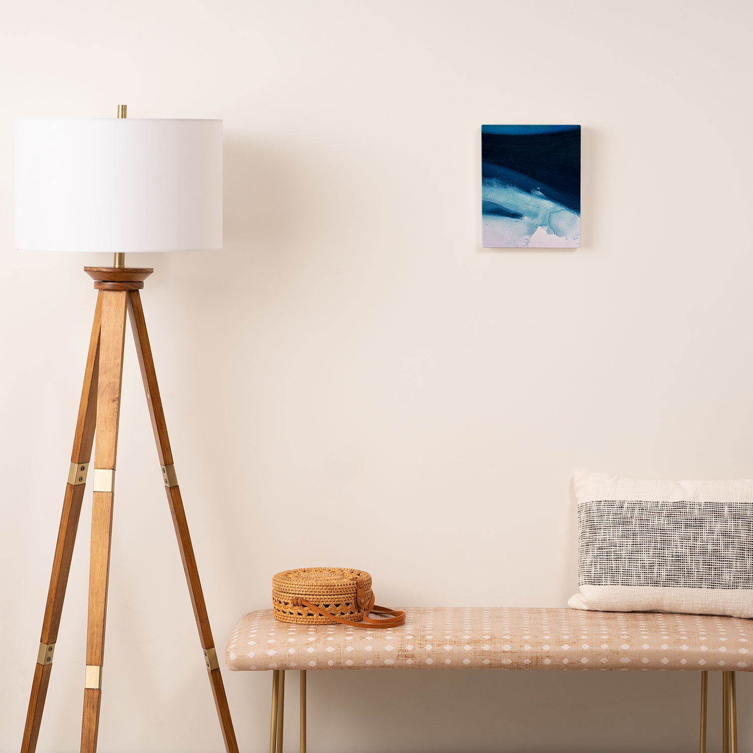 Believe: a minimal, abstract painting in white and blue by Alyssa Hamilton Art  Canvas Print Gallery Image 2
