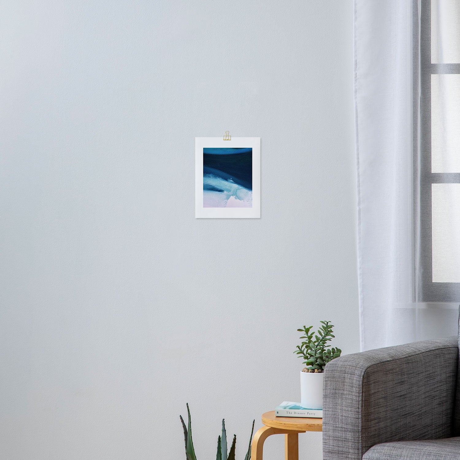 Believe: a minimal, abstract painting in white and blue by Alyssa Hamilton Art  Art Print Gallery Image 3