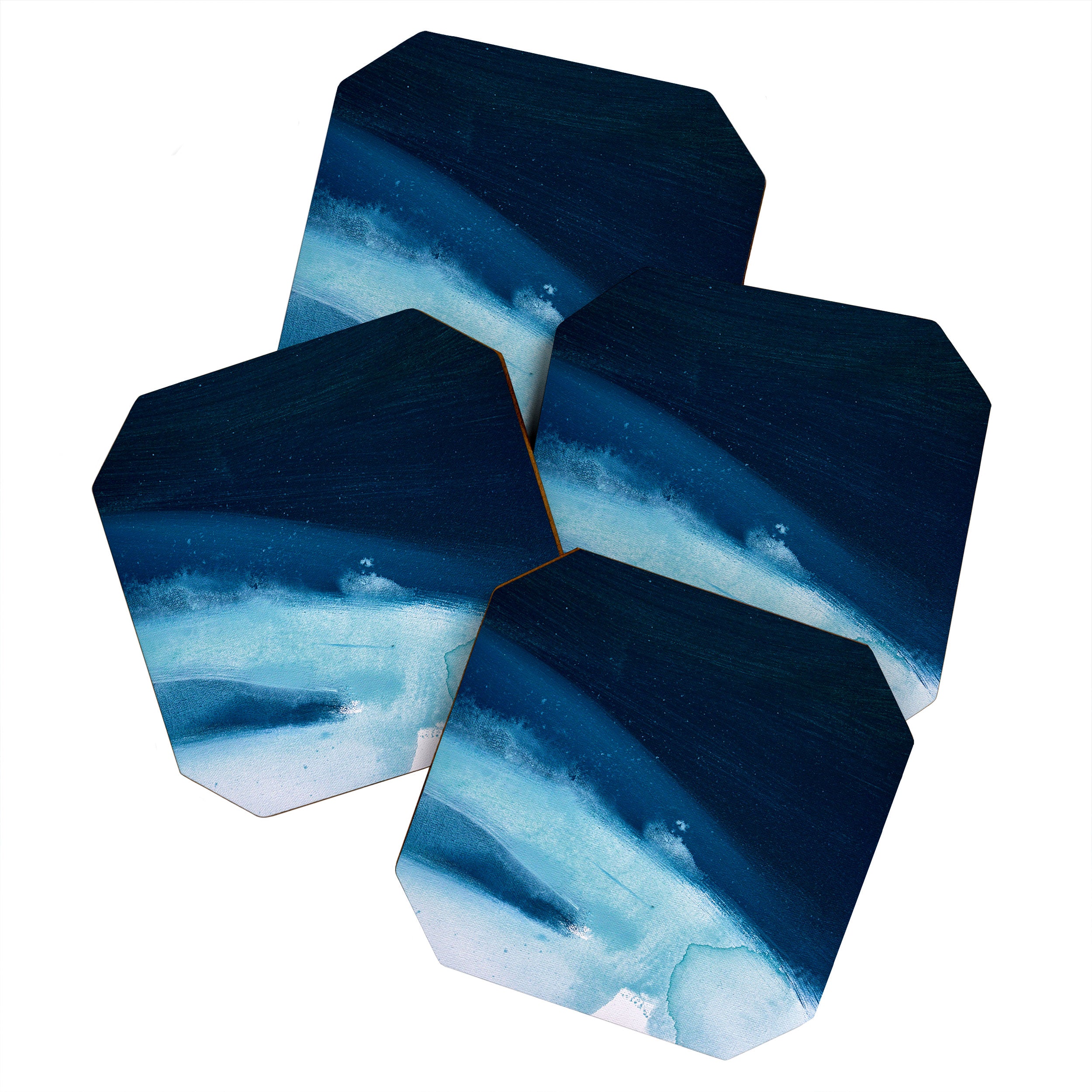 Believe: a minimal, abstract painting in white and blue by Alyssa Hamilton Art  Coaster Gallery Image 1
