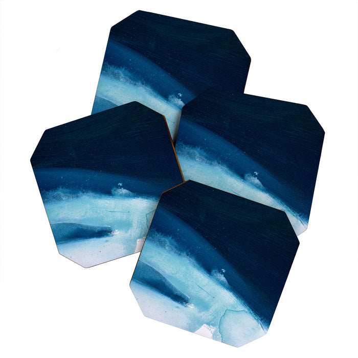 Believe: a minimal, abstract painting in white and blue by Alyssa Hamilton Art  Coaster Gallery Image 1