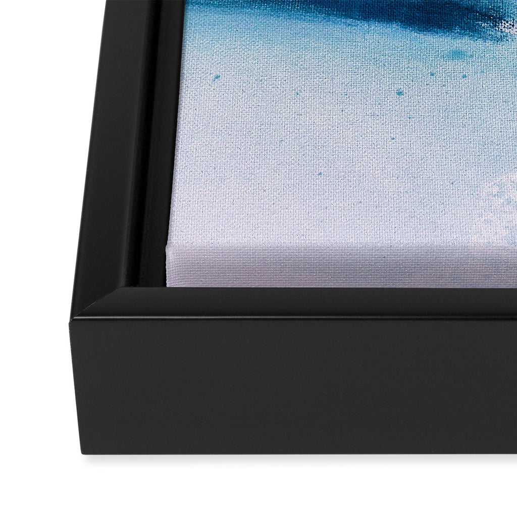 Believe: a minimal, abstract painting in white and blue by Alyssa Hamilton Art  Framed Canvas Print Gallery Image 3