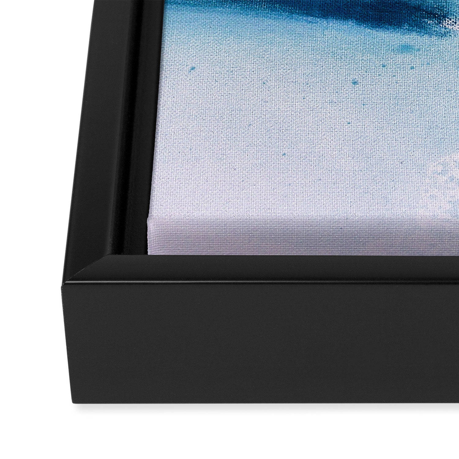 Believe: a minimal, abstract painting in white and blue by Alyssa Hamilton Art  Framed Canvas Print Gallery Image 3