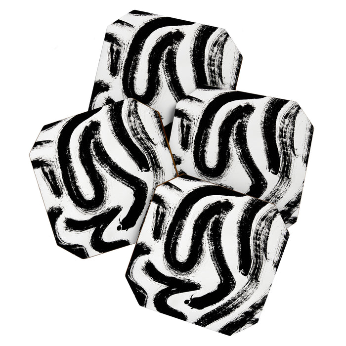 Black and White Abstract Pattern 1: A minimal black and white pattern by Alyssa Hamilton Art Coaster Gallery Image 1