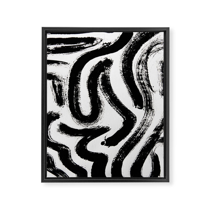 Black and White Abstract Pattern 1: A minimal black and white pattern by Alyssa Hamilton Art Framed Canvas Print Gallery Image 1