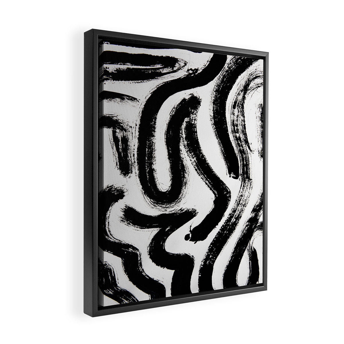 Black and White Abstract Pattern 1: A minimal black and white pattern by Alyssa Hamilton Art Framed Canvas Print Gallery Image 2