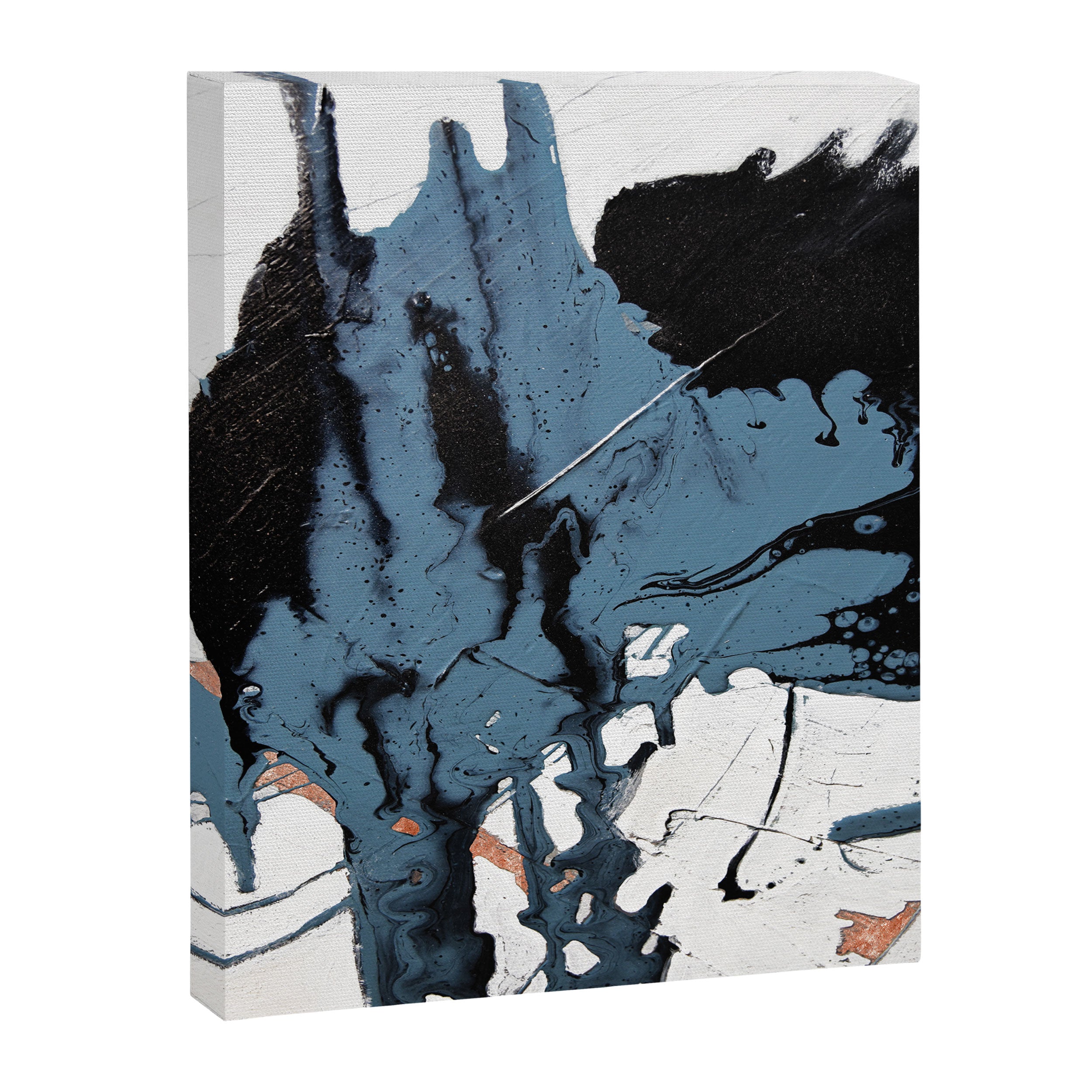 Black Diamond: A minimal, abstract mixed-media piece in black and blue by Alyssa Hamilton Art Canvas Print Gallery Image 6