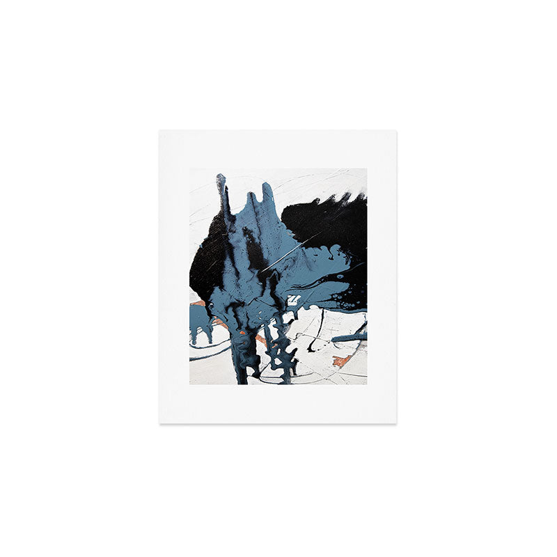 Black Diamond: A minimal, abstract mixed-media piece in black and blue by Alyssa Hamilton Art Art Print Gallery Image 1