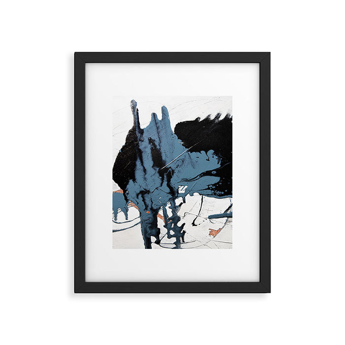 Black Diamond: A minimal, abstract mixed-media piece in black and blue by Alyssa Hamilton Art Framed Art Print Gallery Image 1