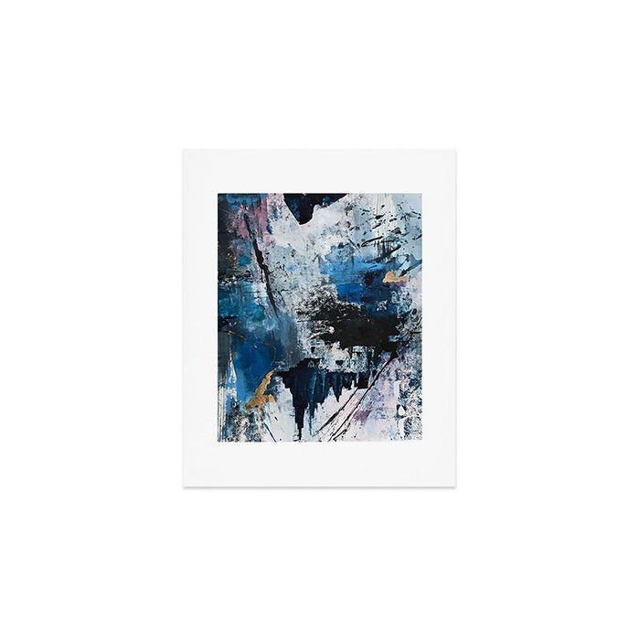 Breathe: colorful abstract in black, blue, purple, gold and white Art Print Gallery Image 1