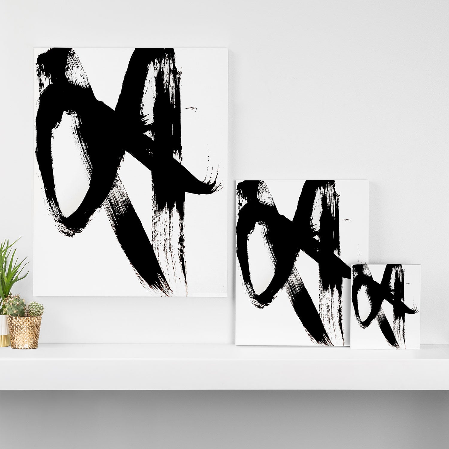 Brushstroke 2 - simple black and white Canvas Print Gallery Image 3