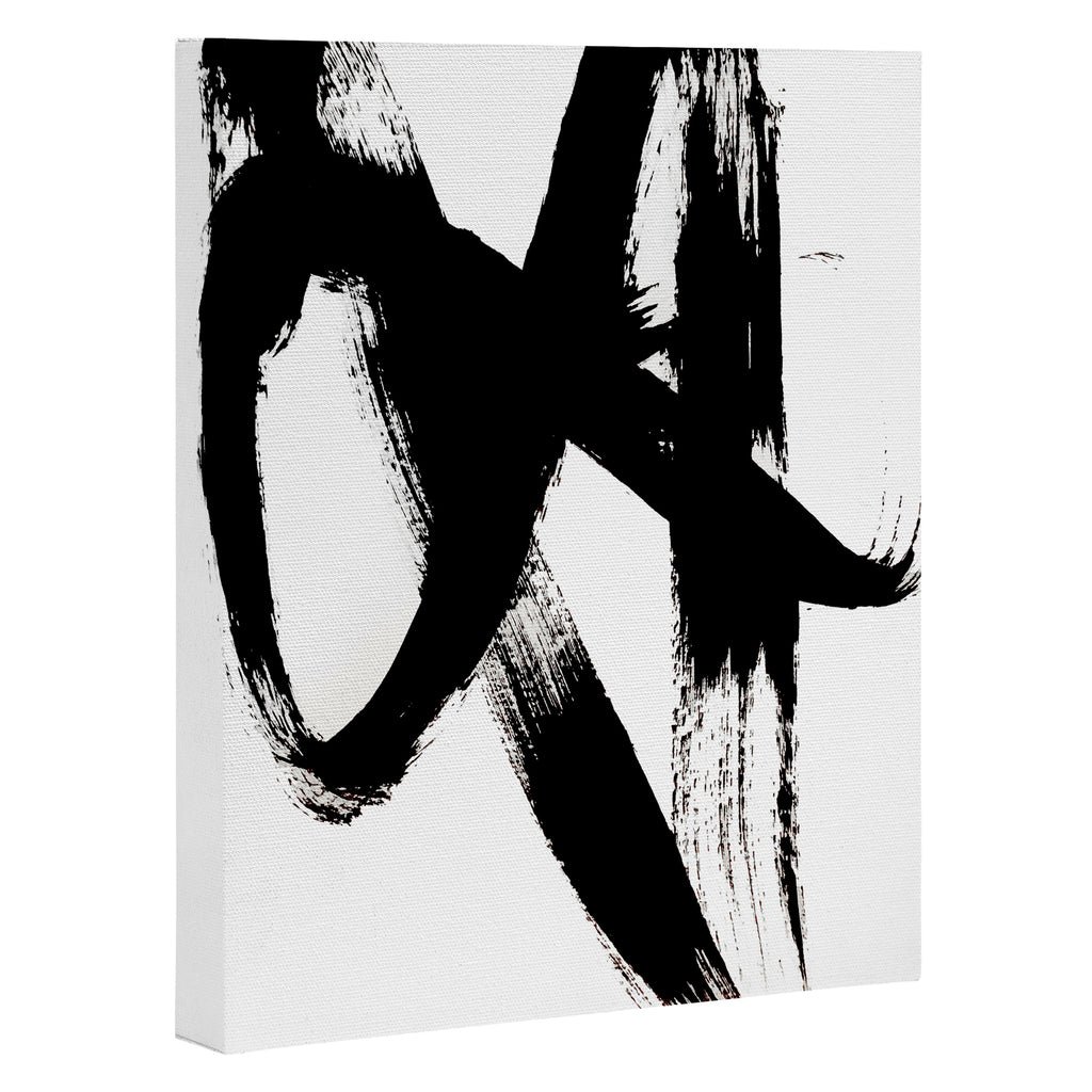 Brushstroke 2 - simple black and white Canvas Print Gallery Image 3