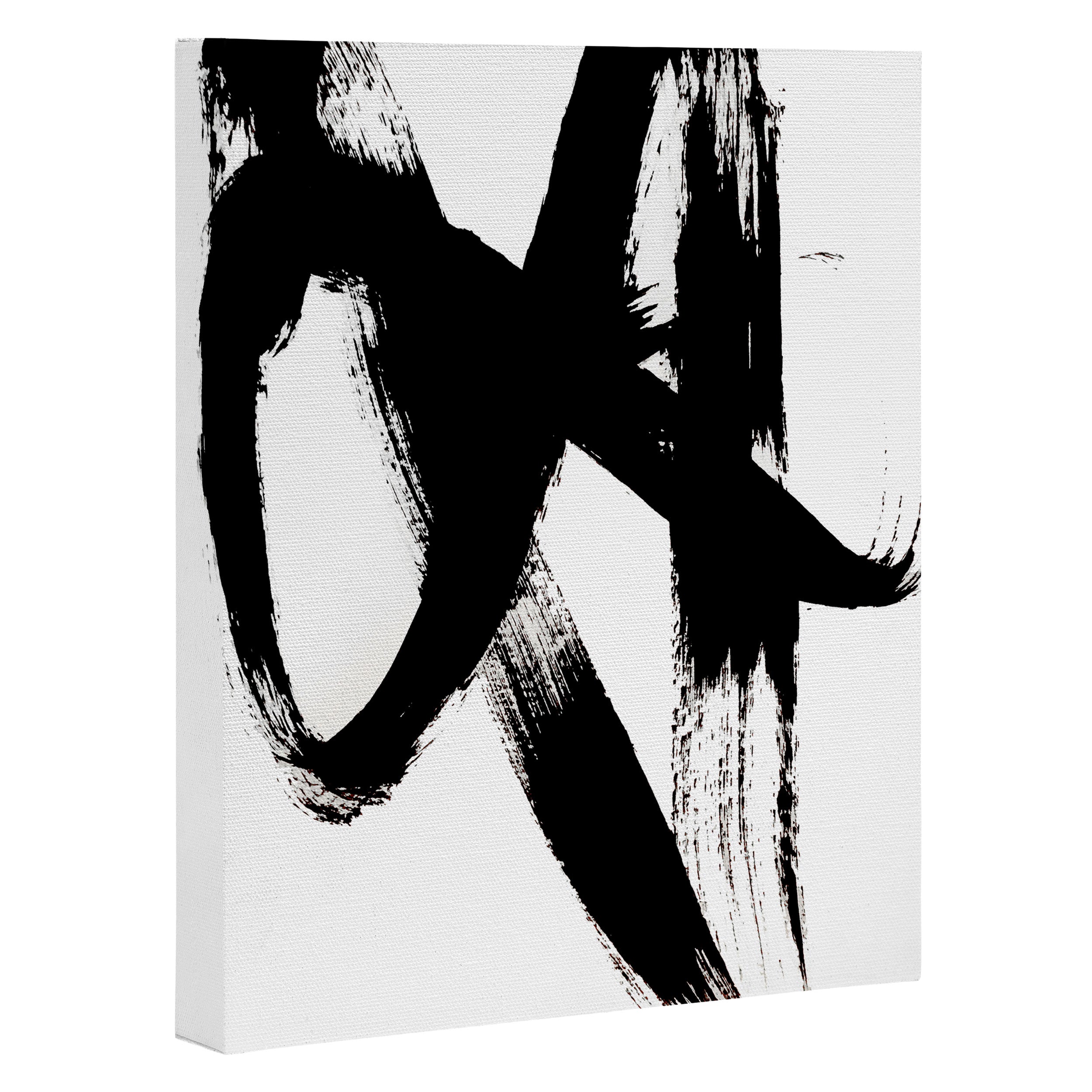 Brushstroke 2 - simple black and white Canvas Print Gallery Image 3