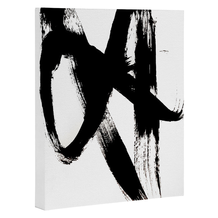 Brushstroke 2 - simple black and white Canvas Print Gallery Image 1