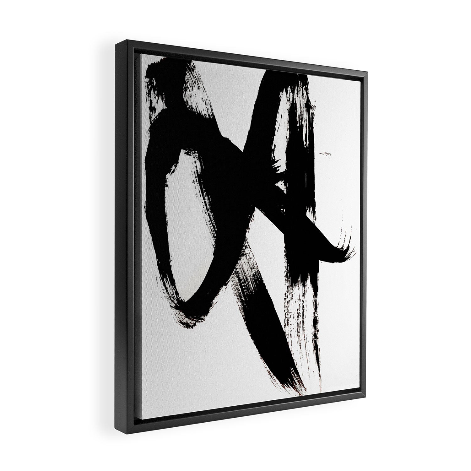Brushstroke 2 - simple black and white Framed Canvas Print Gallery Image 2