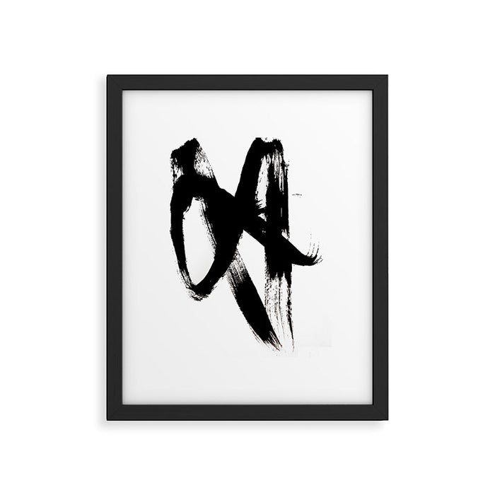 Brushstroke 2 - simple black and white Framed Art Print Gallery Image 1