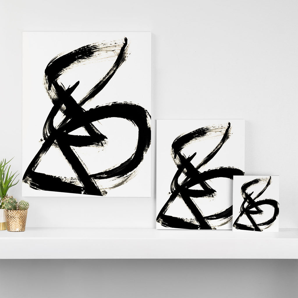 Brushstroke 3 - a simple black and white ink design Canvas Print Gallery Image 3