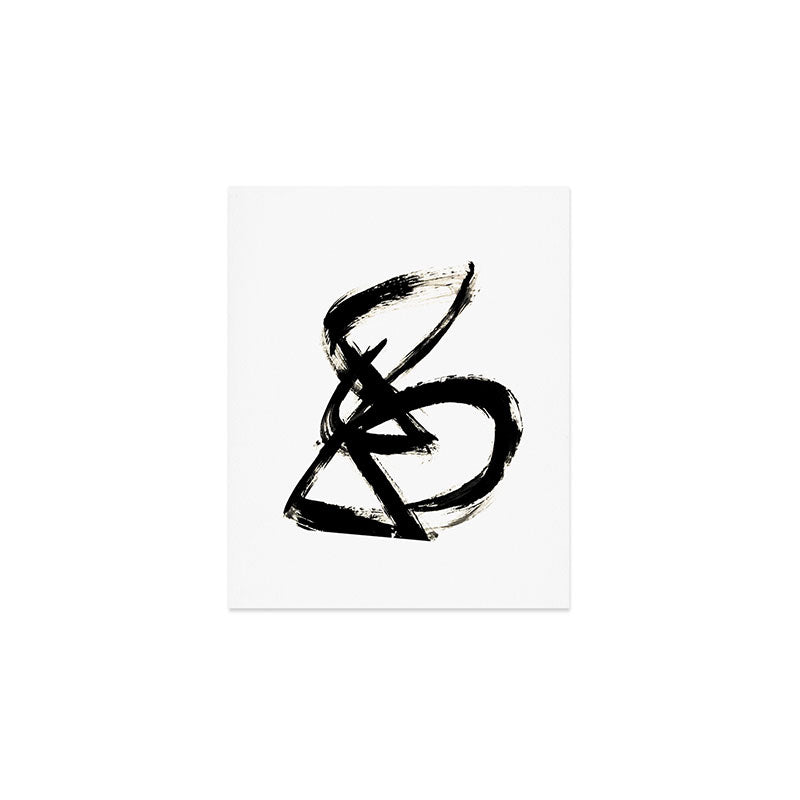 Brushstroke 3 - a simple black and white ink design Art Print Gallery Image 1