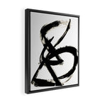 Brushstroke 3 - a simple black and white ink design Framed Canvas Print Gallery Image 2