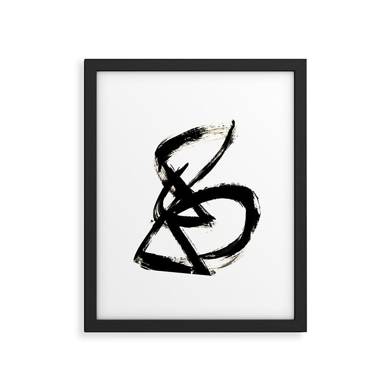 Brushstroke 3 - a simple black and white ink design Framed Art Print Gallery Image 4