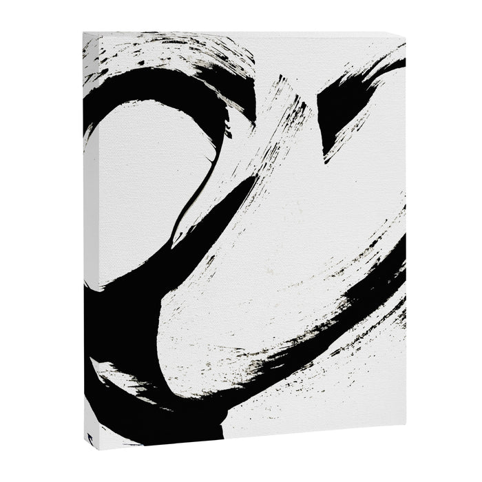 Brushstroke 6: a minimal, abstract, black and white piece Canvas Print Gallery Image 1
