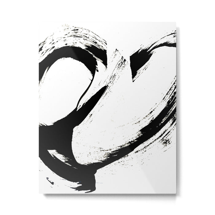 Brushstroke 6: a minimal, abstract, black and white piece Metal Print Gallery Image 1