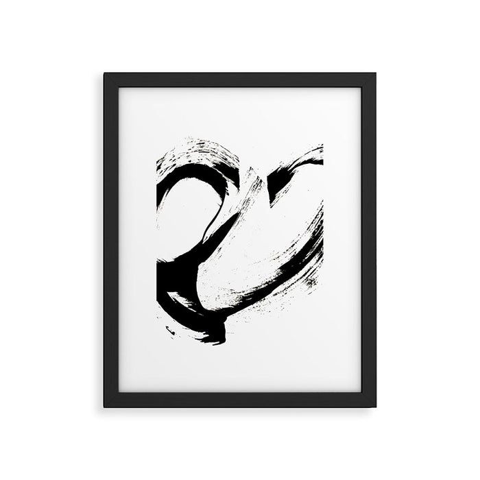 Brushstroke 6: a minimal, abstract, black and white piece Framed Art Print Gallery Image 1