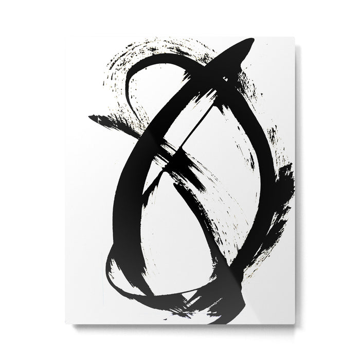Brushstroke [7]: a minimal, abstract piece in black and white Metal Print Gallery Image 1